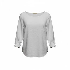 Michael Kors White Semi Sheer Long Sleeve Top Size Medium